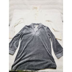 Talbots Set Women Size S Sweater 3/4 Sleeve V Neck Pullover Turtleneck Button Up